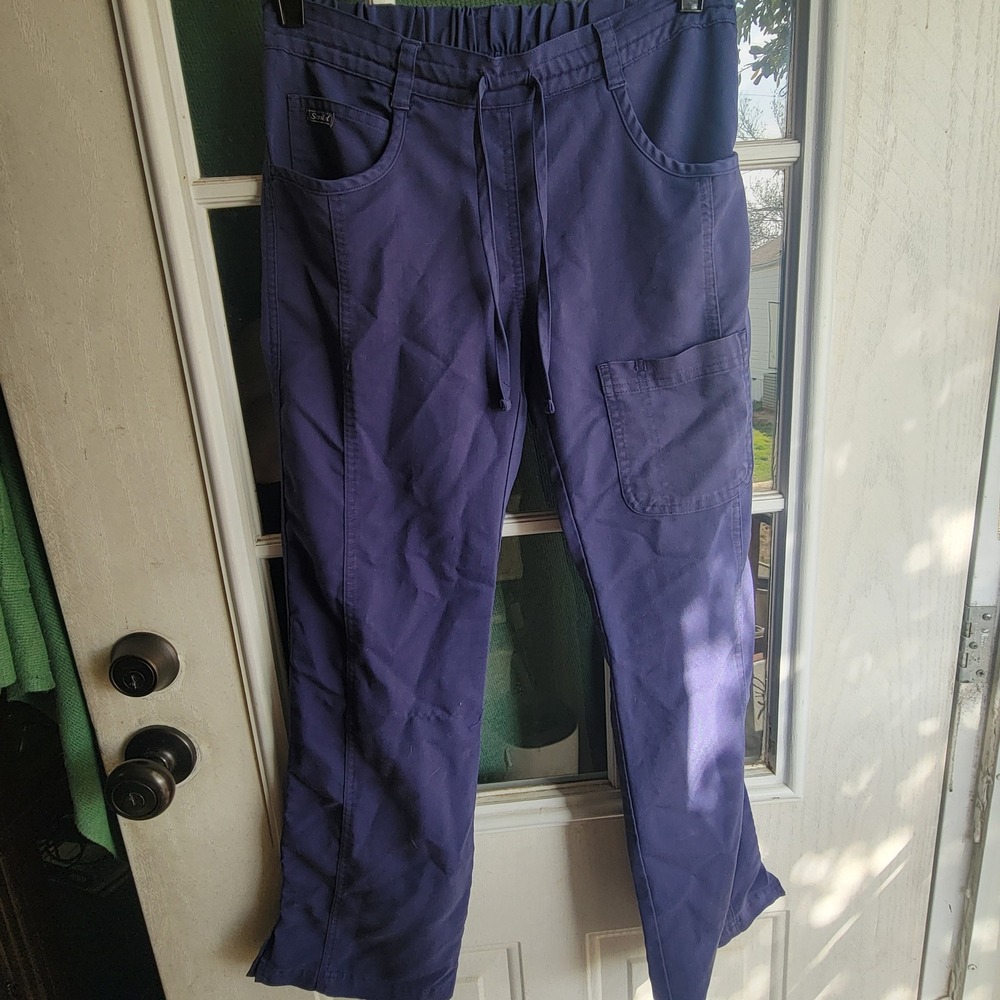 Sanibel Scrubs‎ Womens XXS Petite Purple Cargo Scrub Pants Elastic Drawstring